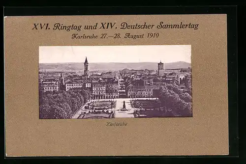 AK Karlsruhe, XVI. Ringtag u. XIV. Deutscher Sammlertag, Aug. 1910, Händler