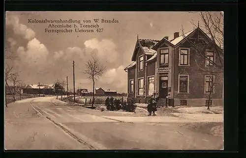 AK Ahrenlohe b. Tornesch, Kolonialwarenhandlung von W. Brandes