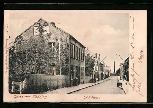 AK Tönning, Blick in die Deichstrasse