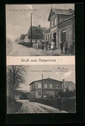 AK Rabenholz / Gelting, Gasthaus Knefferbeck, Handlung Chr. Langholz