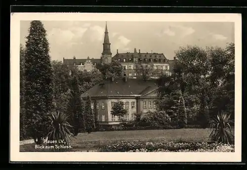 AK Plauen i. V., Blick zum Schloss