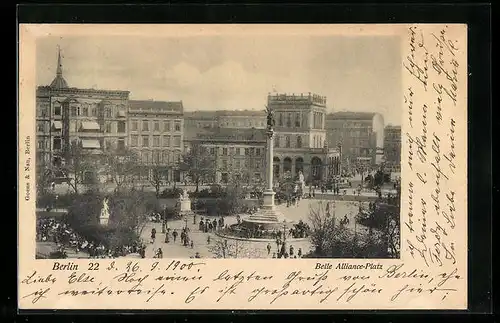 AK Berlin, Belle Aliance-Platz mit Denkmal