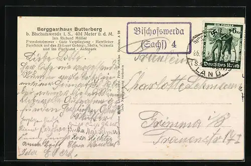 AK Bischofswerda i. S., Berggasthaus Butterberg von Richard Müller