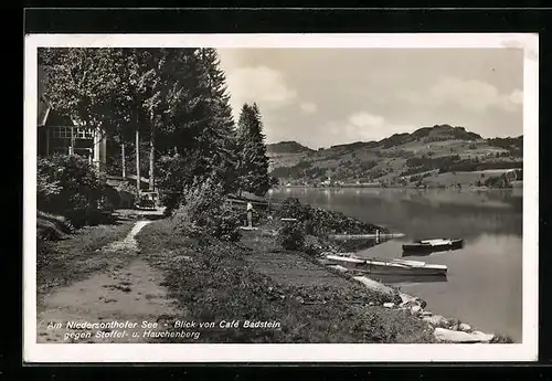 AK Niedersonthofen /Allgäu, Am Niedersonthofer See mit Blick vom Cafe Badstein gegen Stoffel- und Hauchenberg