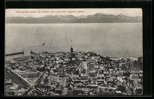 AK Friedrichshafen, Teilansicht mit Säntis vom Luftschiffe Zeppelin gesehen