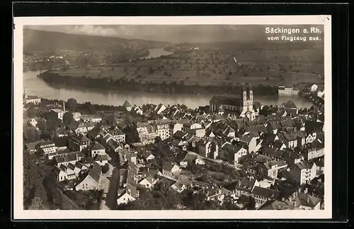 AK Säckingen a. Rh., Teilansicht mit Kirche, Fliegeraufnahme