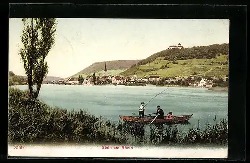 AK Stein am Rhein, Flusspartie mit Sicht auf den Ort