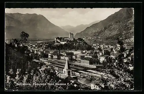 AK Bellinzona, Panorama Nord Stazione F. F.