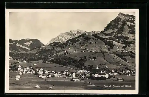 AK Neu St. Johann, Totalansicht mit Säntis