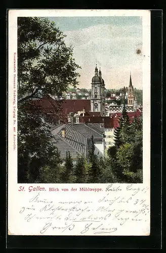 AK St. Gallen, Blick von der Mühltreppe