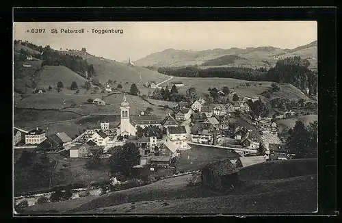 AK St. Peterzell, Ortspanorama vom Berg aus gesehen