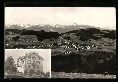 AK Grub bei Heiden, Gasthaus & Pension Fünfländerblick, Gesamtansicht mit Heiden und die Alpen