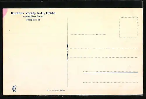 AK Grabs, Kurhaus Voralp A. -G., Teilansicht