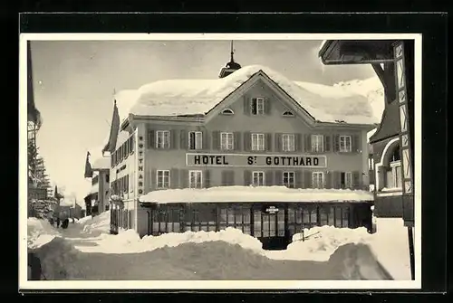 AK Andermatt, Hotel St. Gotthard im Schnee