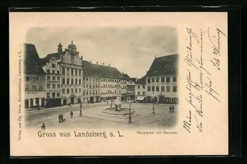 AK Landsberg a.L., Hauptplatz mit Rathaus
