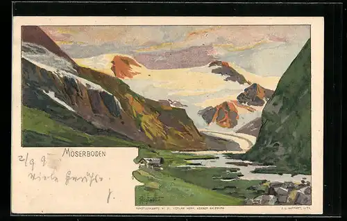 Künstler-AK sign. Hegenbart: Kaprun, Moserboden