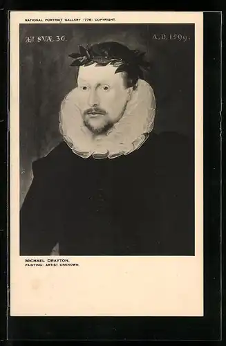 AK Portrait des Dichters Michael Drayton