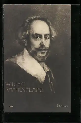Künstler-AK Portrait des Dramatikers William Shakespeare