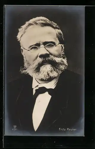 AK Dichter Fritz Reuter, Halbporträt mit Brille