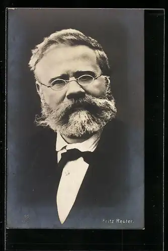 AK Dichter Fritz Reuter, Halbporträt mit Brille