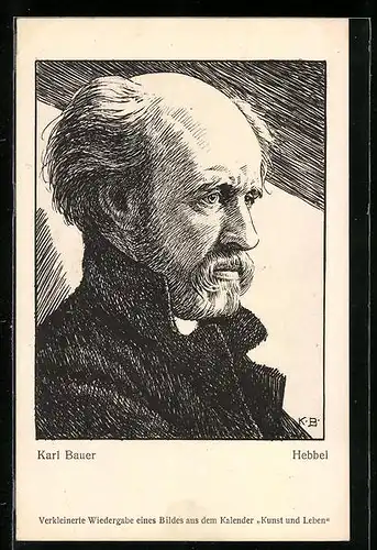 Künstler-AK Portrait von Friedrich Hebbel