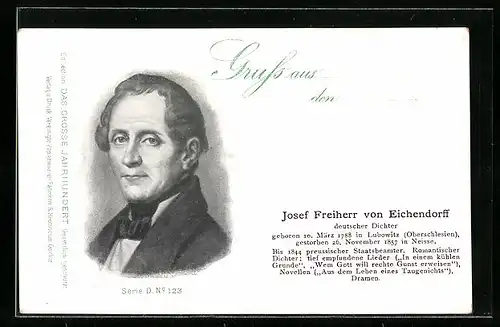 AK Portrait des Dichters Josef Freiherr von Eichendorff