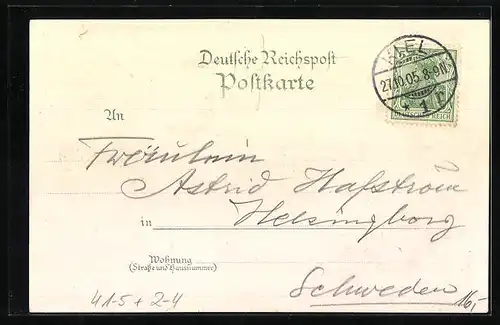 Lithographie Postdampfer Prinz Waldemar, Kiel-Korsör, Post
