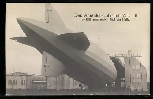AK Amerika-Luftschiff Z. R. III, verlässt zum ersten Mal die Halle, Zeppelin, Heck