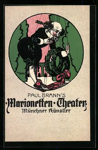 Künstler-AK München, Paul Brann`s Marionetten-Theater, Münchner Künstler