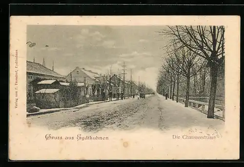 AK Eydtkuhnen, Partie in der Chaussestrasse im Winter