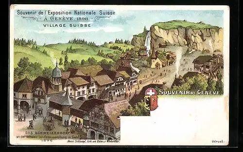 Lithographie Geneve, Exposition Nationale / Schweiz. Landesausstellung 1896, Schweizerdorf