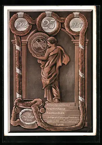 Künstler-AK Jubiläumspostkarte des Verbandes junger Drogisten Deutschlands e. V. 1927