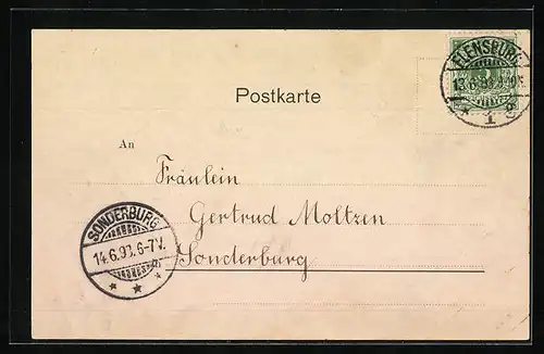 AK Kappeln /Schlei, Kaiserliches Postamt, Koch`s Buchhandlung und Schulhaus