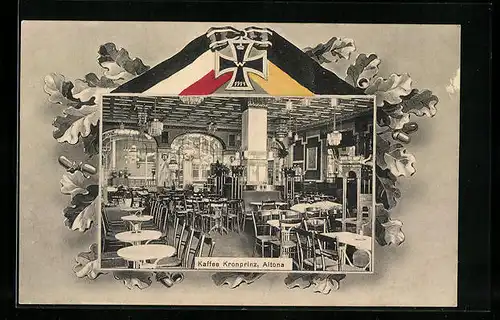 AK Hamburg-Altona, Kaffee Kronprinz, Innenansicht, Eisernes Kreuz