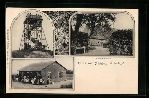 AK Ascheffel, Aschberg, Greves Gasthof, Aussichtsturm