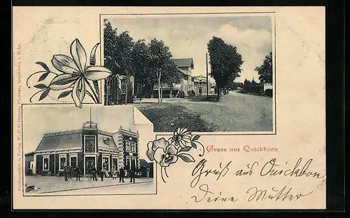 AK Quickborn, Schmidt`s Gasthof, Ortspartie