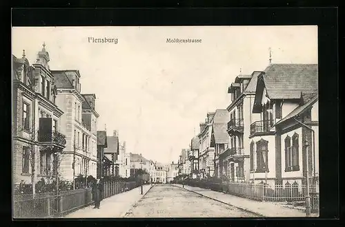 AK Flensburg, Häuserpartie in der Molthenstrasse