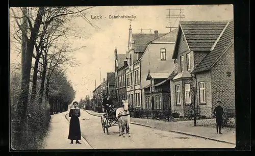 AK Leck, Kutsche auf der Bahnhofstrasse