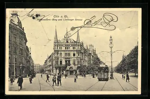 AK Köln-Neustadt, Hohenzollern-Ring und Limburger Strasse, Strassenbahn