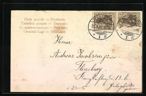 AK Flensburg, der Staatsbahnhof während der Sturmflut 1904