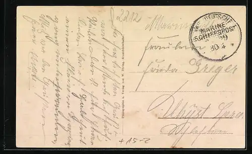 AK Brunsbüttelkoog, Panorama mit Luftschiff Zeppelin