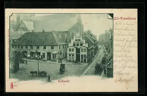 AK Alt-Flensburg, Gasthaus Zum goldenen Stern, Kattsund