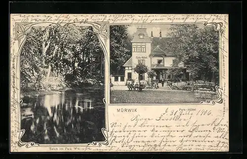 AK Mürwik, Park-Hotel, Teich im Park