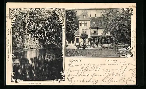 AK Mürwik, Park-Hotel, Teich im Park