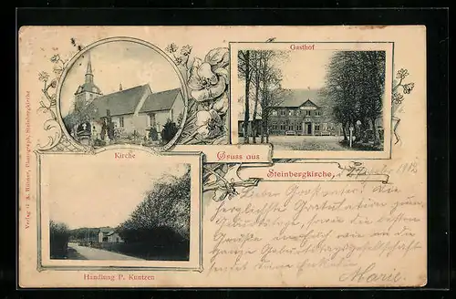 AK Steinbergkirche, Gasthof, Kirche, Handlung P. Kuntzen