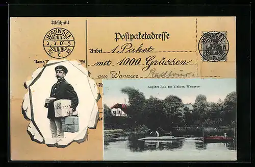 AK Berlin-Wannsee, Anglers-Ruh am kleinen Wannsee, Paketbote