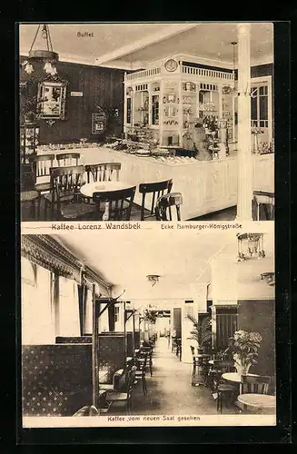 AK Wandsbek, Cafe Lorenz, Hamburger- Ecke Königstrasse, Buffet