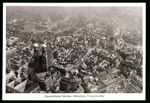 Fotografie Ansicht München, Deutschland-Fahrten: Frauenkirche und Umgebung vom Zeppelin aus fotografiert
