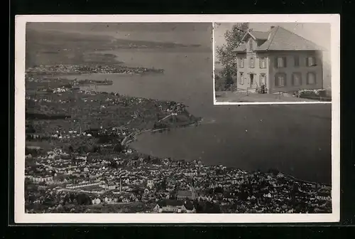AK Rorschach am Bodensee, Wirtschaft z. Fernsicht mit Blick auf den Ort, Bes. Wtw. Thoma