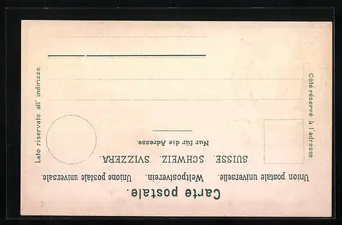 Künstler-AK Genève, Tour de l`Ile, Stadtwappen